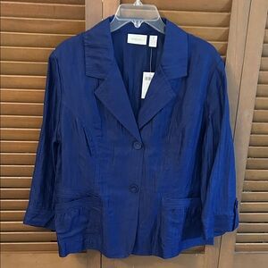 + NWT Chico's Deep Blue Blazer With Lots of Detail…